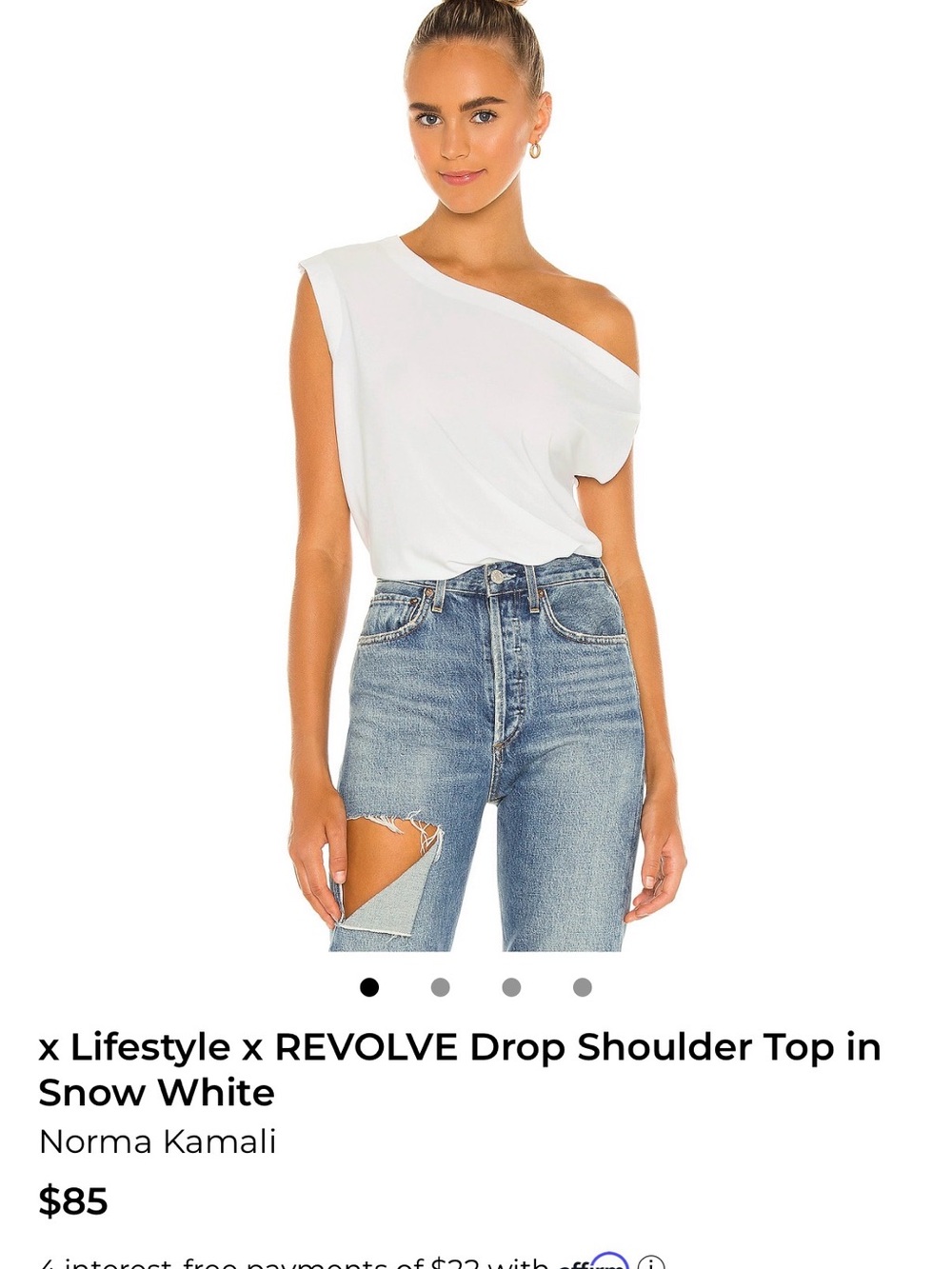 Norma Kamali White off shoulder tee